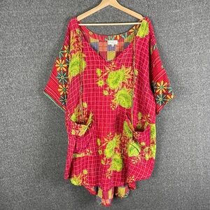 Kantha Bae Boho Hippie Quilted Floral Slouchy Above Knee Reversible Dress OS
